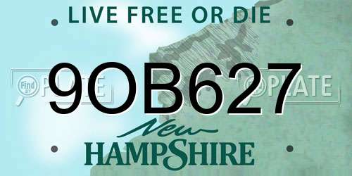 9OB627 New Hampshire License Plate