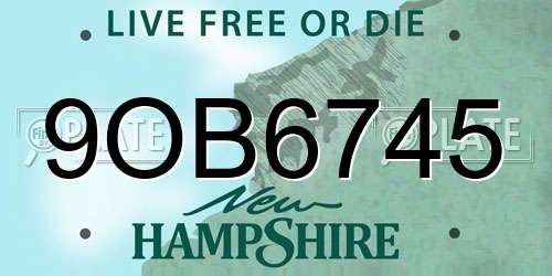 9OB6745 New Hampshire License Plate