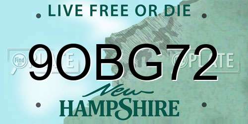 9OBG72 New Hampshire License Plate