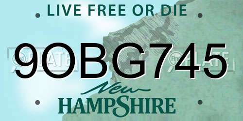 9OBG745 New Hampshire License Plate