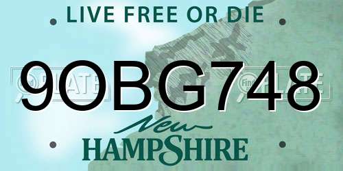 9OBG748 New Hampshire License Plate