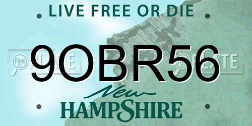 9OBR56 New Hampshire License Plate