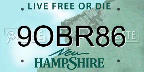 9OBR86 New Hampshire License Plate