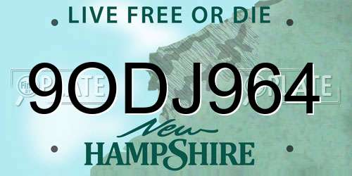 9ODJ964 New Hampshire License Plate