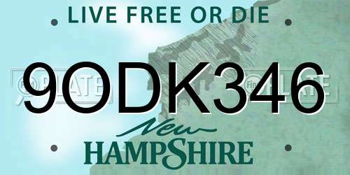 9ODK346 New Hampshire License Plate