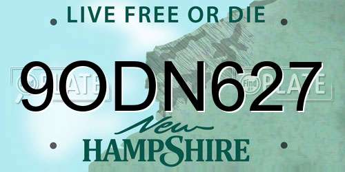 9ODN627 New Hampshire License Plate
