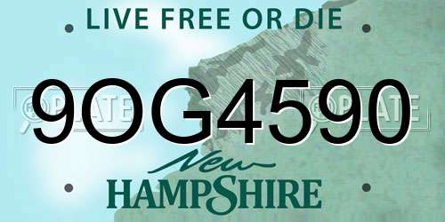 9OG4590 New Hampshire License Plate