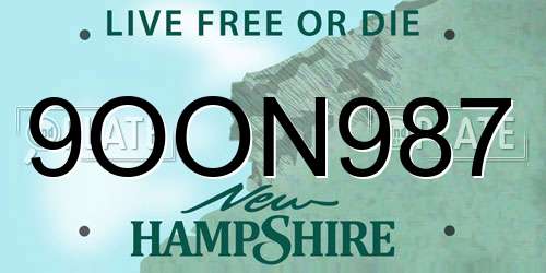 9OON987 New Hampshire License Plate