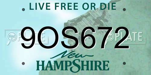 9OS672 New Hampshire License Plate