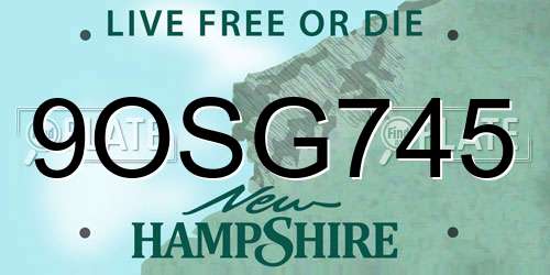 9OSG745 New Hampshire License Plate