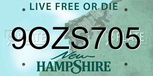 9OZS705 New Hampshire License Plate