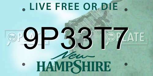 9P33T7 New Hampshire License Plate