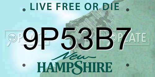 9P53B7 New Hampshire License Plate