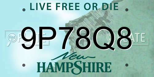 9P78Q8 New Hampshire License Plate