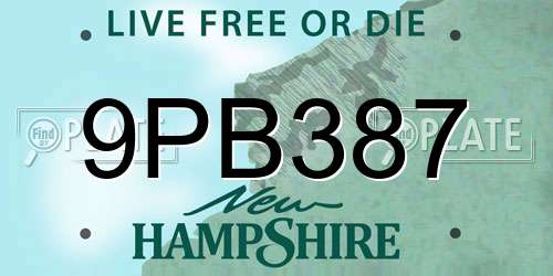9PB387 New Hampshire License Plate