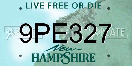 9PE327 New Hampshire License Plate