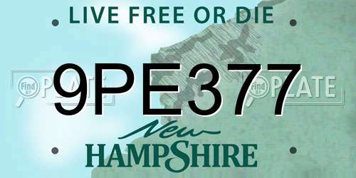9PE377 New Hampshire License Plate