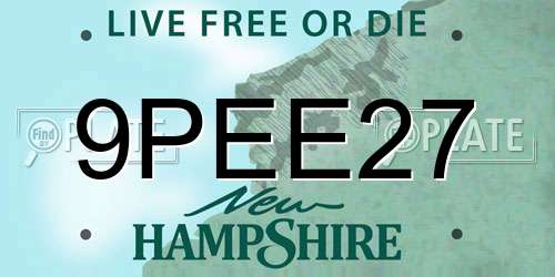 9PEE27 New Hampshire License Plate