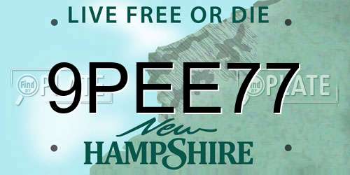 9PEE77 New Hampshire License Plate