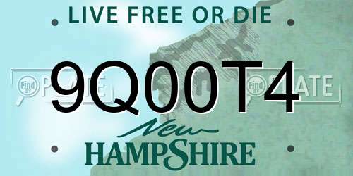 9Q00T4 New Hampshire License Plate