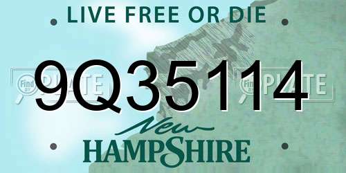 9Q35114 New Hampshire License Plate