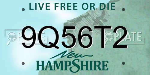 9Q56T2 New Hampshire License Plate