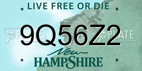 9Q56Z2 New Hampshire License Plate
