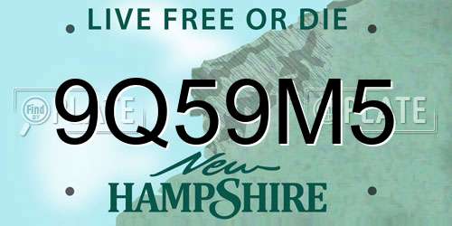 9Q59M5 New Hampshire License Plate