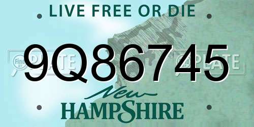 9Q86745 New Hampshire License Plate