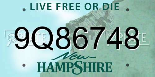 9Q86748 New Hampshire License Plate