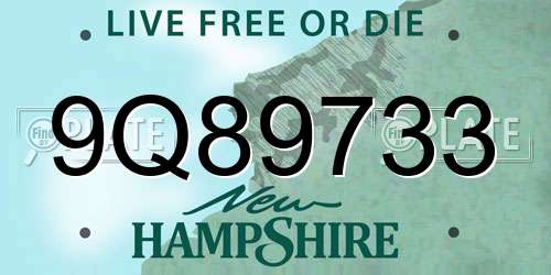 9Q89733 New Hampshire License Plate