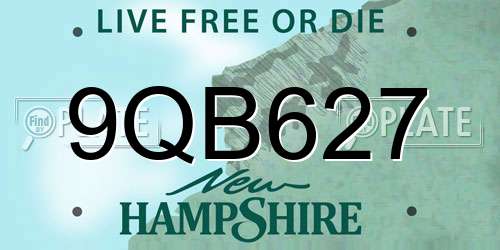 9QB627 New Hampshire License Plate
