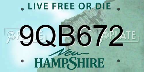 9QB672 New Hampshire License Plate