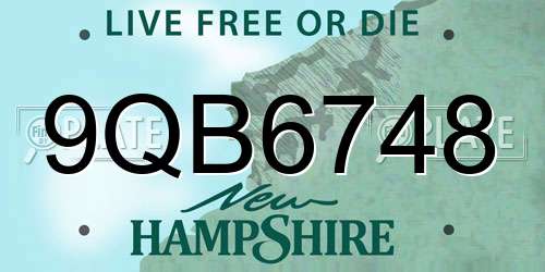 9QB6748 New Hampshire License Plate