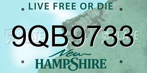 9QB9733 New Hampshire License Plate