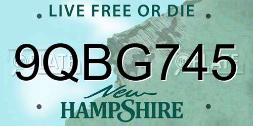 9QBG745 New Hampshire License Plate