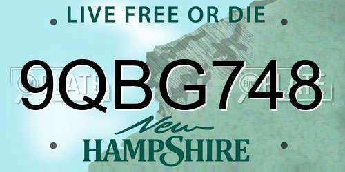 9QBG748 New Hampshire License Plate