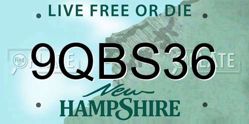 9QBS36 New Hampshire License Plate