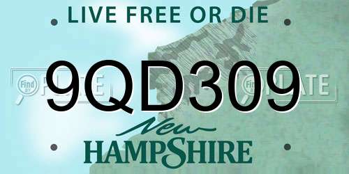 9QD309 New Hampshire License Plate