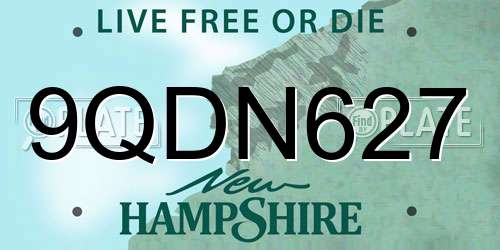 9QDN627 New Hampshire License Plate
