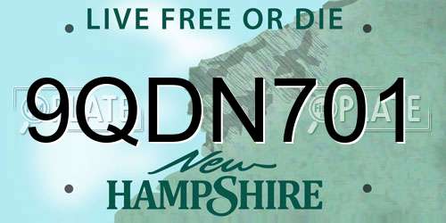 9QDN701 New Hampshire License Plate