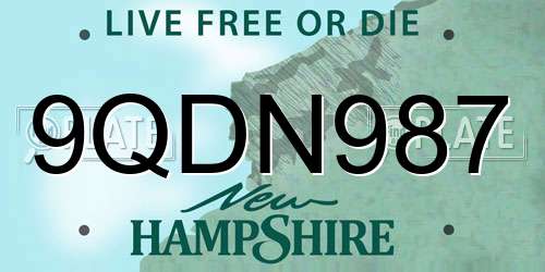 9QDN987 New Hampshire License Plate