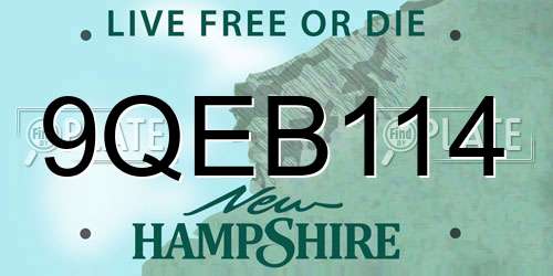 9QEB114 New Hampshire License Plate