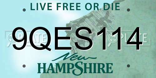 9QES114 New Hampshire License Plate