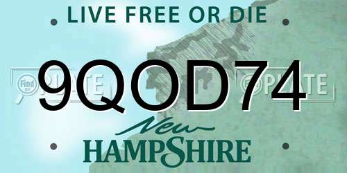 9QOD74 New Hampshire License Plate