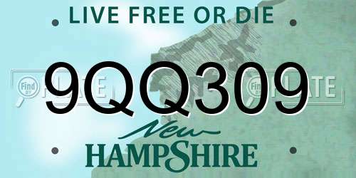 9QQ309 New Hampshire License Plate