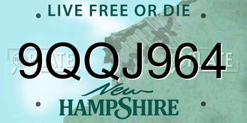 9QQJ964 New Hampshire License Plate