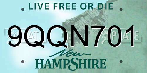 9QQN701 New Hampshire License Plate