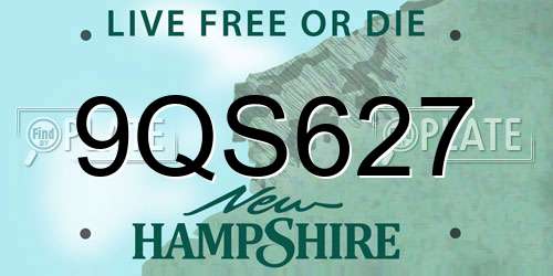 9QS627 New Hampshire License Plate