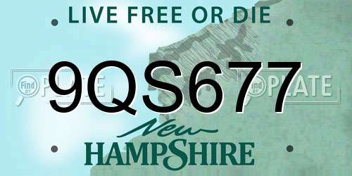 9QS677 New Hampshire License Plate